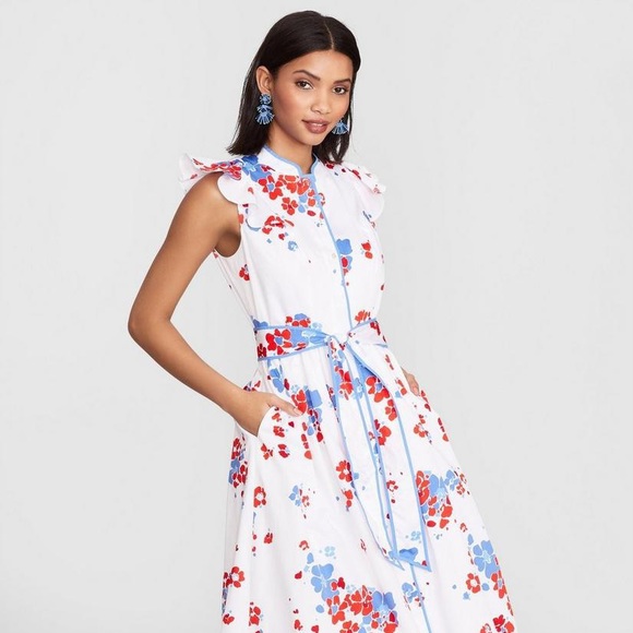 - Brooks Brothers Floral-Print Supima® Cotton Sateen Flutter-Sleeve Shirt … - Picture 3 of 6